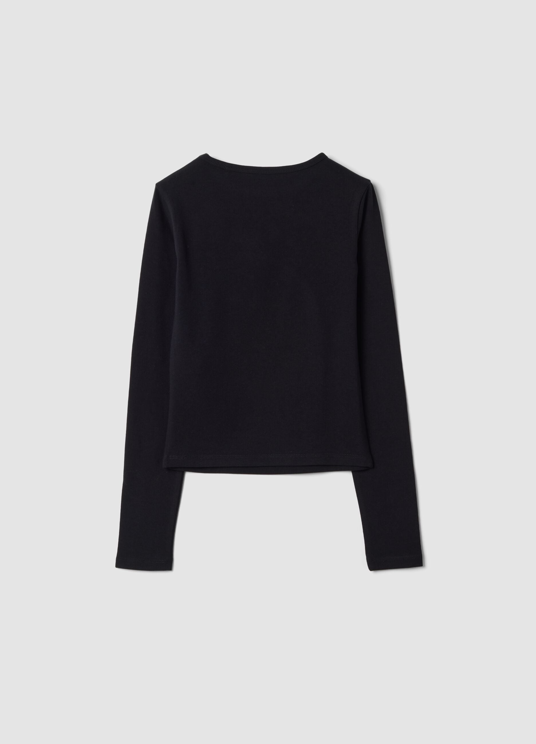 Black slim-fit stretch organic cotton jersey T-shirt