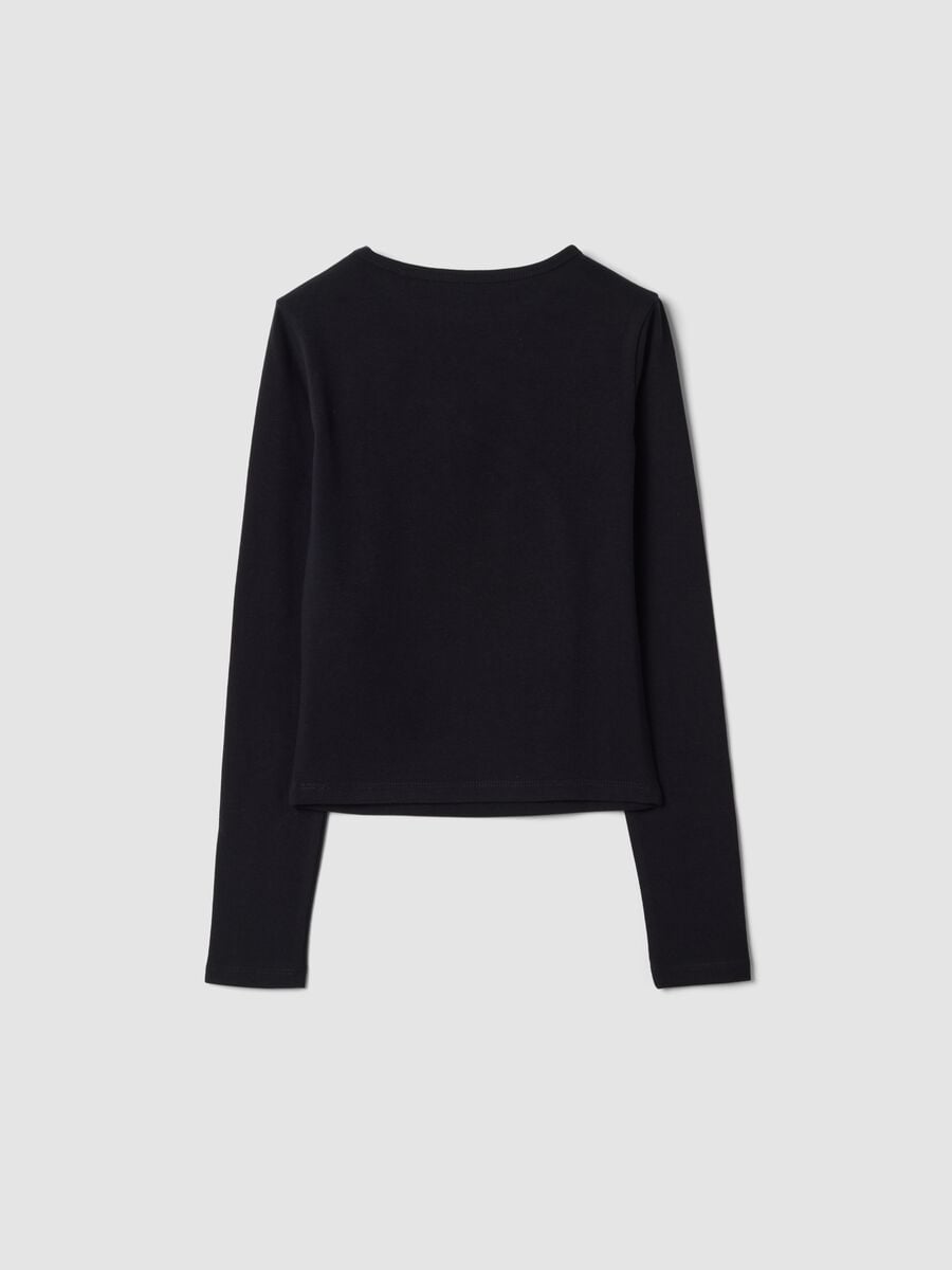 T-shirt nera in jersey di cotone organico elasticizzato slim fit_1
