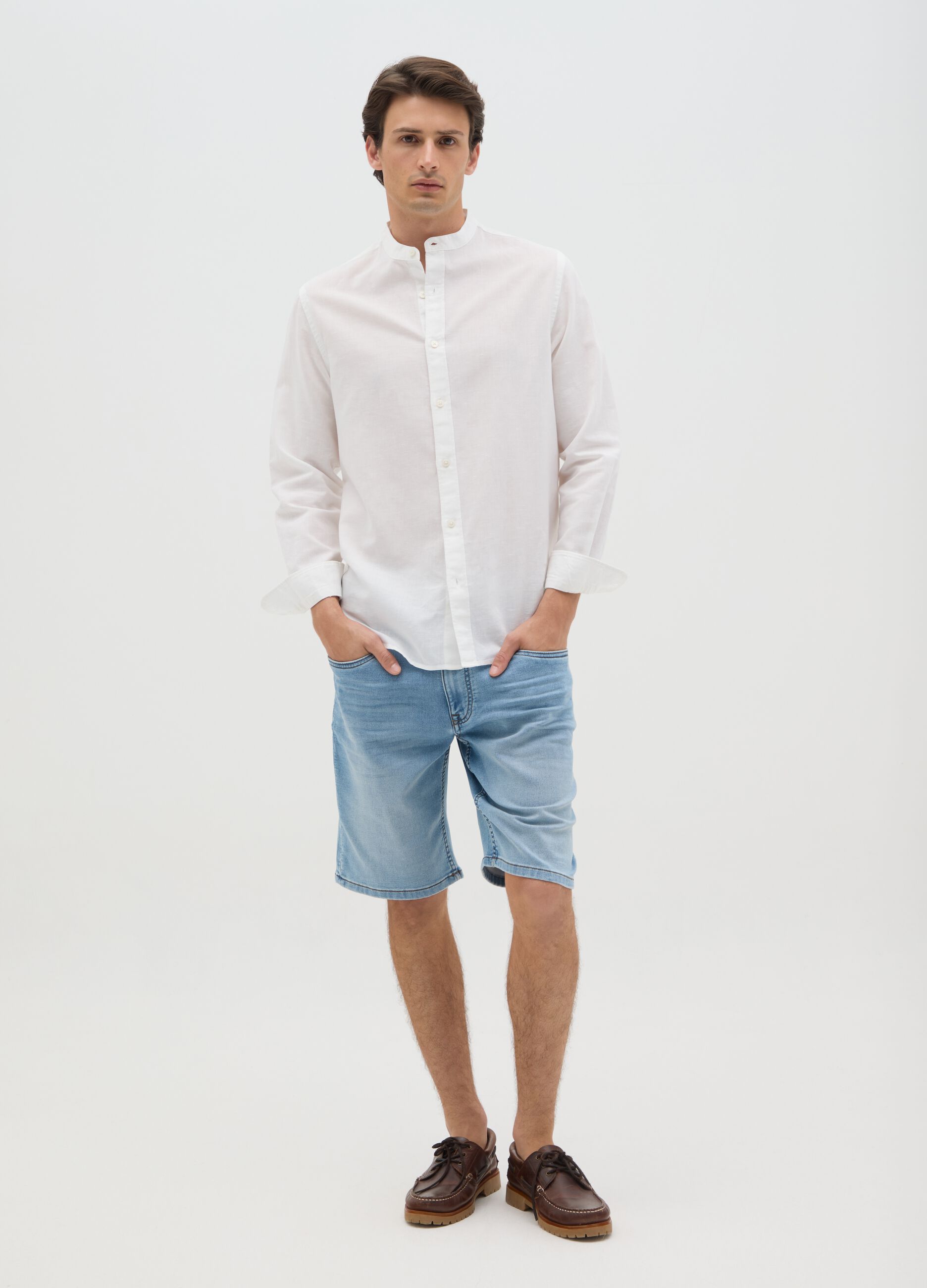Men's Slim Fit Light Blue Denim Shorts