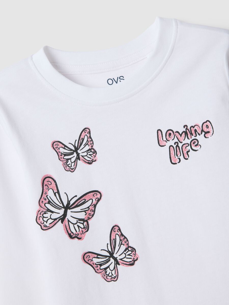 Girls' white pure cotton T-shirt regular fit with prints_2