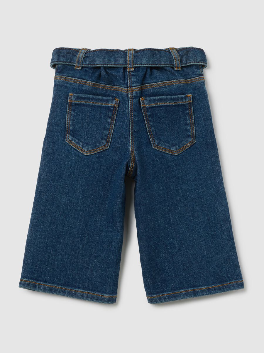 Girls' blue denim wide leg trousers_3