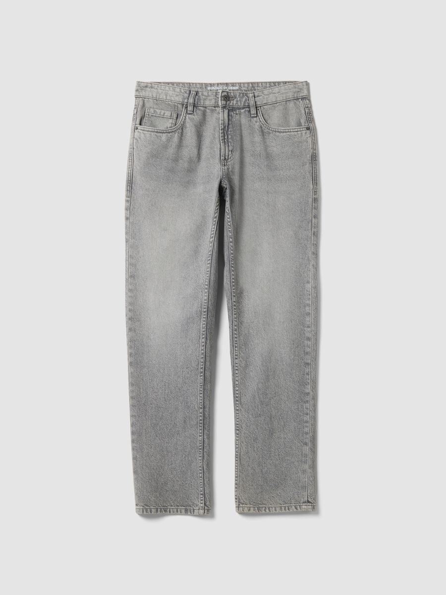 Grey regular-fit denim jeans in pure cotton_0