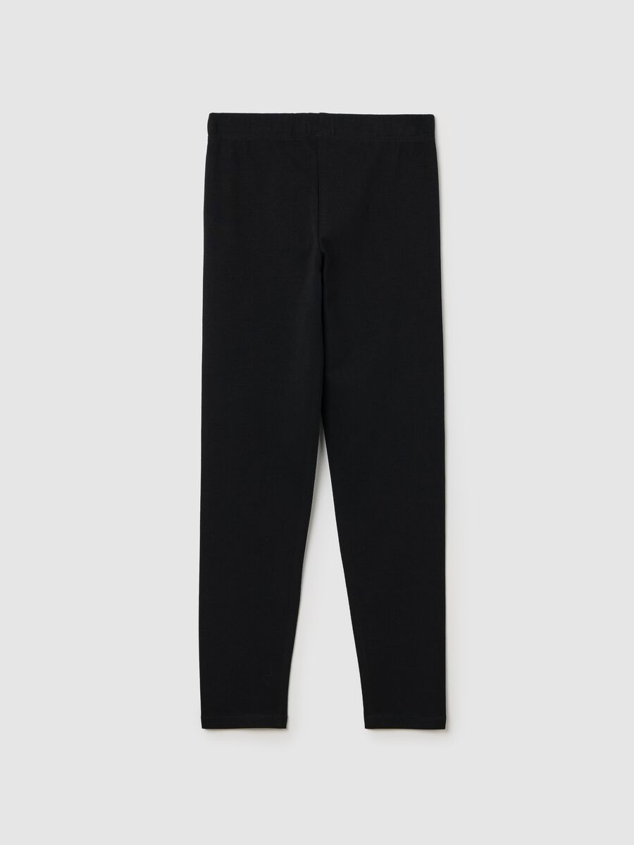 Black stretch cotton leggings for girls by OVS Kids_4