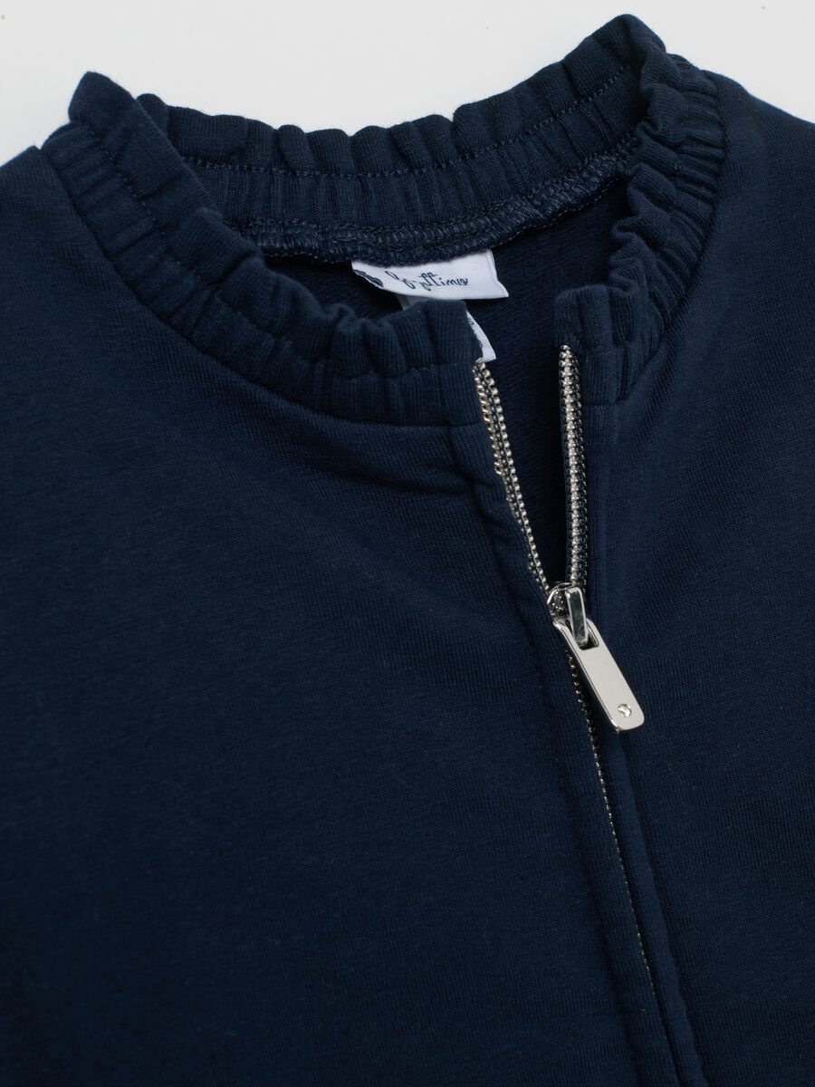 Girls' blue sweatshirt in stretch cotton regular fit with zip_2