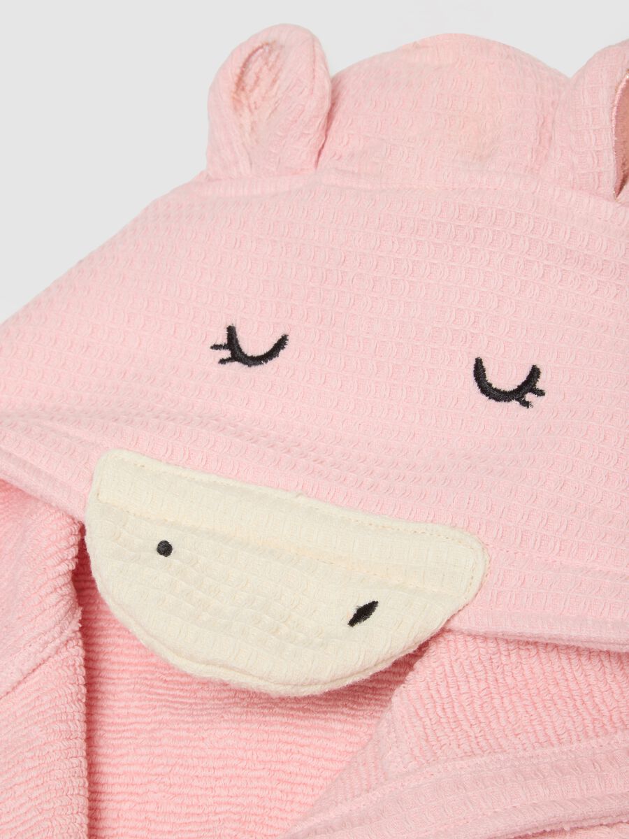 Pink pure cotton baby girls&rsquo; cow bathrobe_2