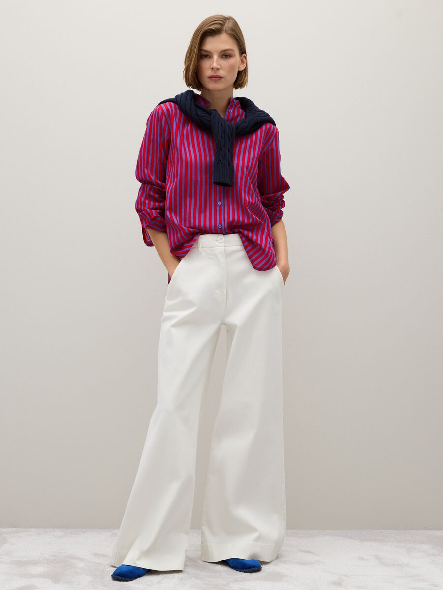 Jeans bianco a gamba larga denim in misto cotone _0