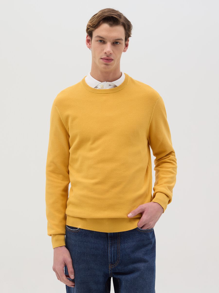 Cotton pullover with micro weave_0