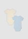 Bipack di body azzurri e beige in cotone organico per neonato e bimbo_1