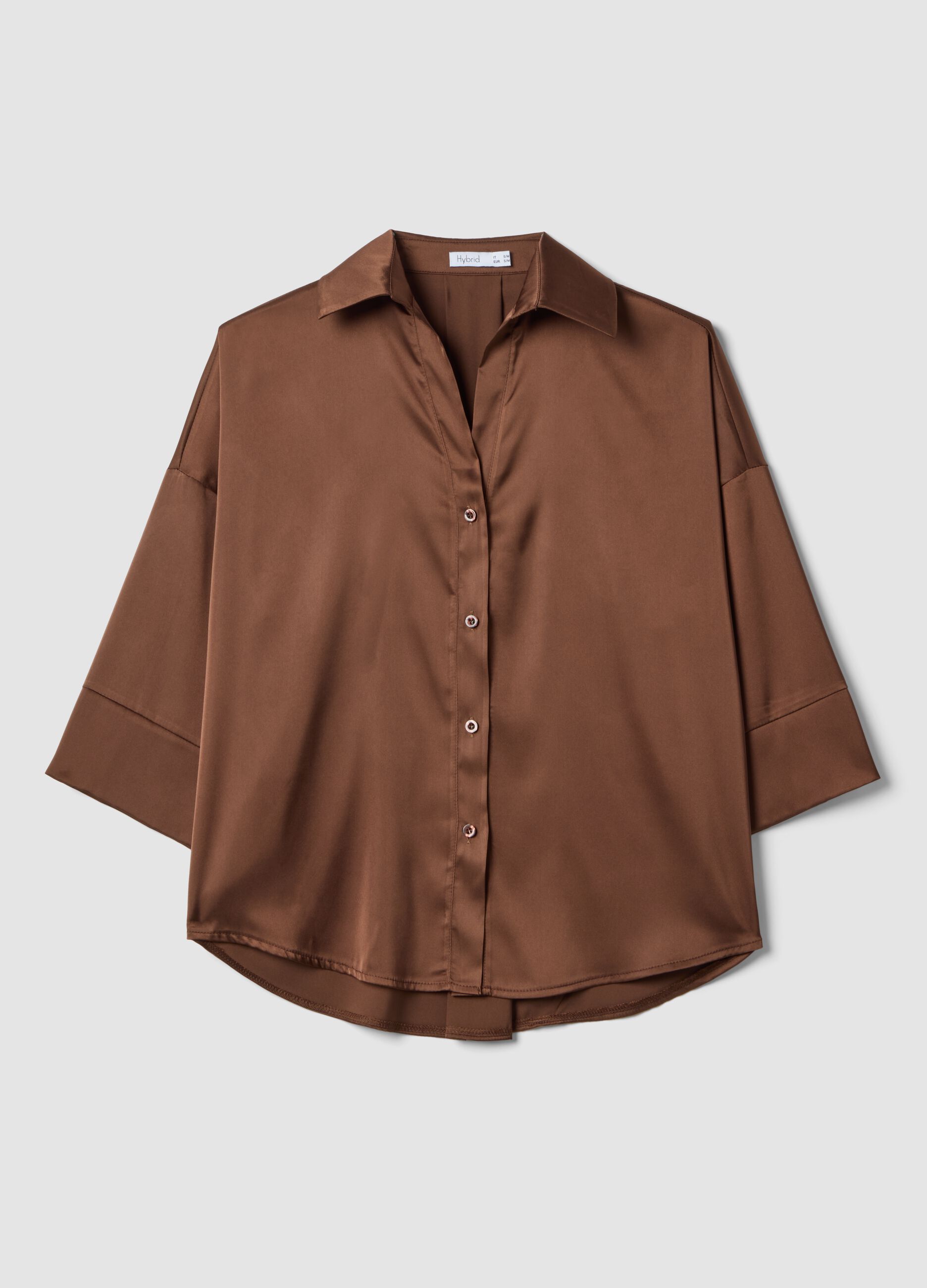 Camicetta satinata marrone regular fit