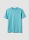 Short-sleeved pure cotton blue regular fit T-shirt_4
