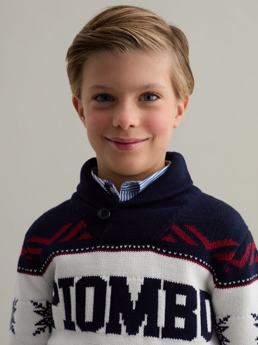 Pullover with jacquard geometric design_1