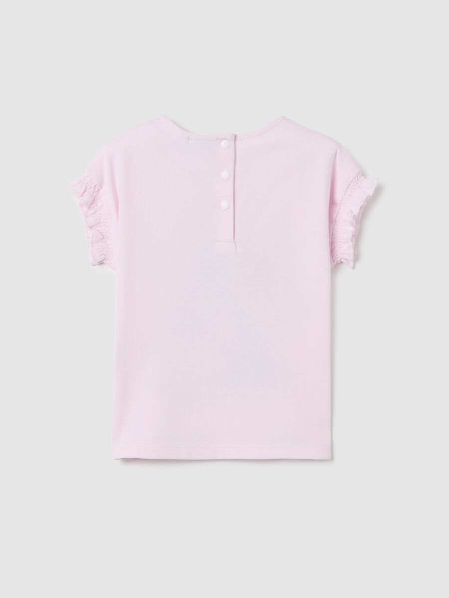 T-shirt da bambina in cotone rosa regular fit con stampa Puffi_1