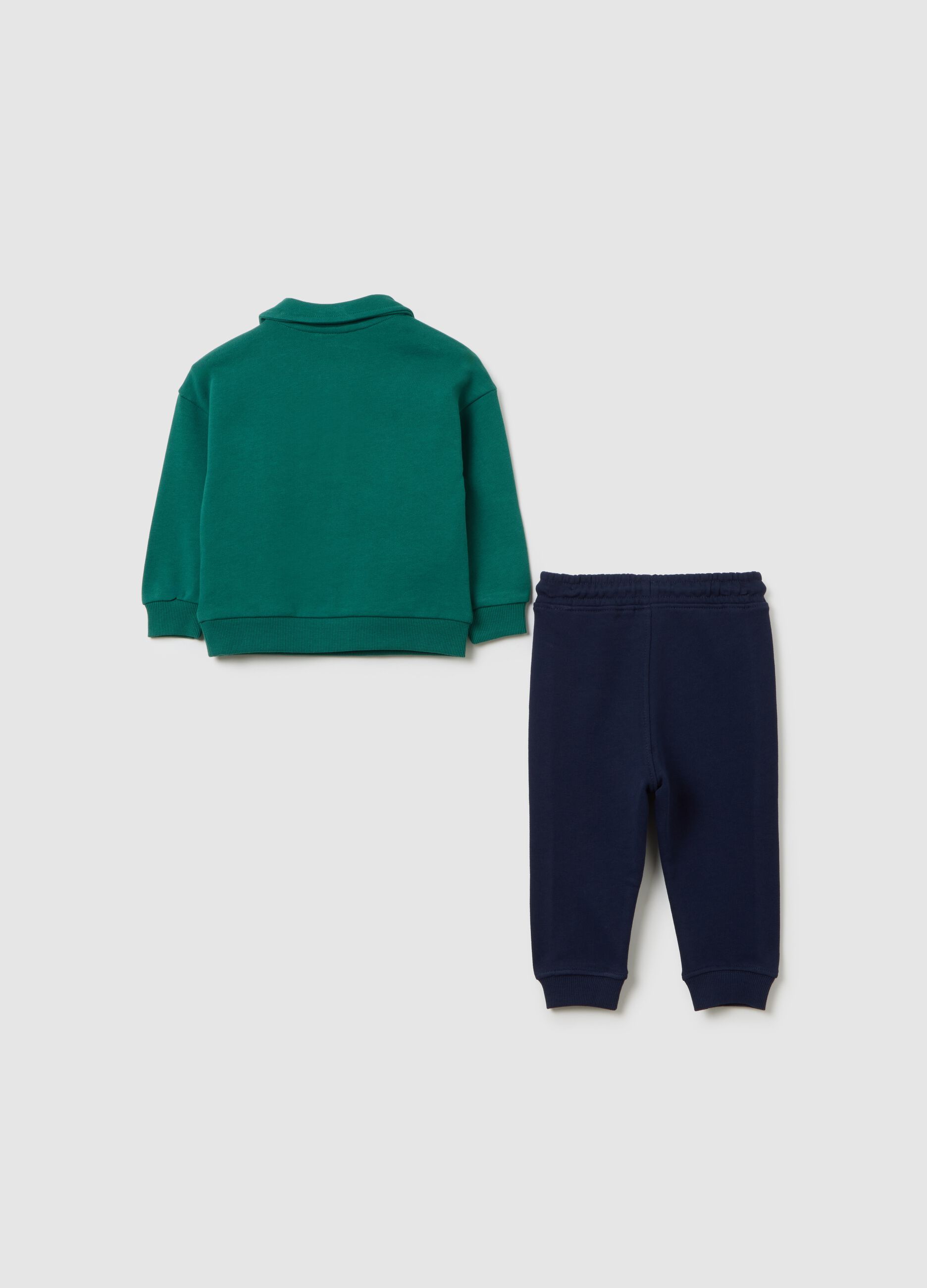 Green regular fit boys' outfit in pure cotton