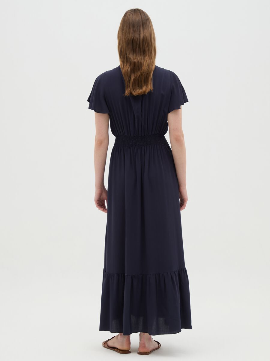 Women's long dress in blue pure viscose regular fit_3