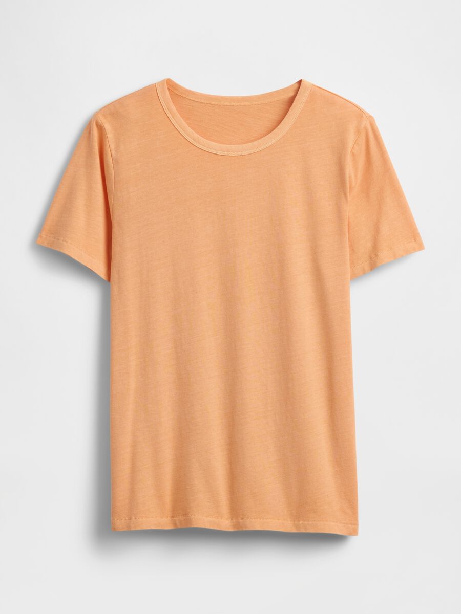 Orange pure cotton crew neck t-shirt regular fit_3