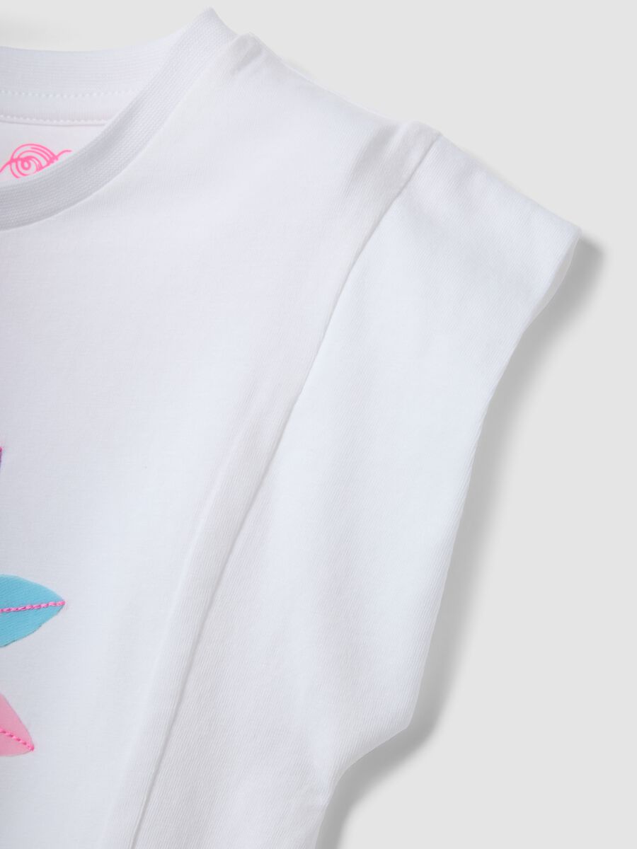 White stretch cotton tank top with front print_2