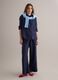 Blue pure linen drawstring trousers, straight fit_0