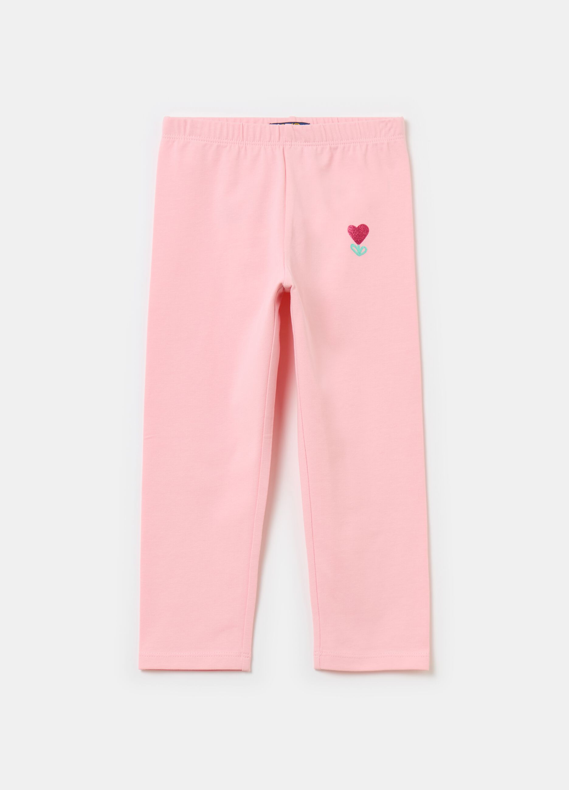 Three-quarter leggings with glitter flower