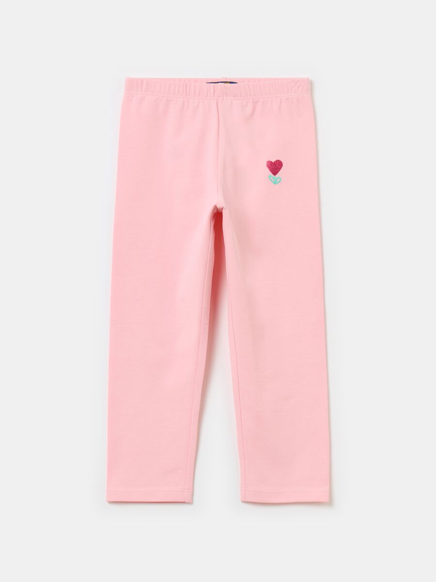 Three-quarter leggings with glitter flower_0