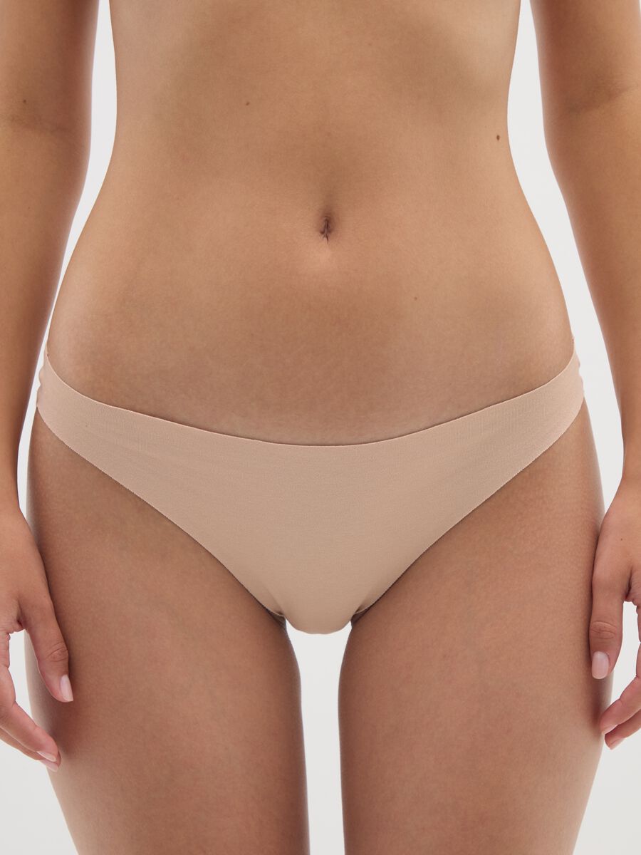 Slip tanga in cotone beige regular fit_1