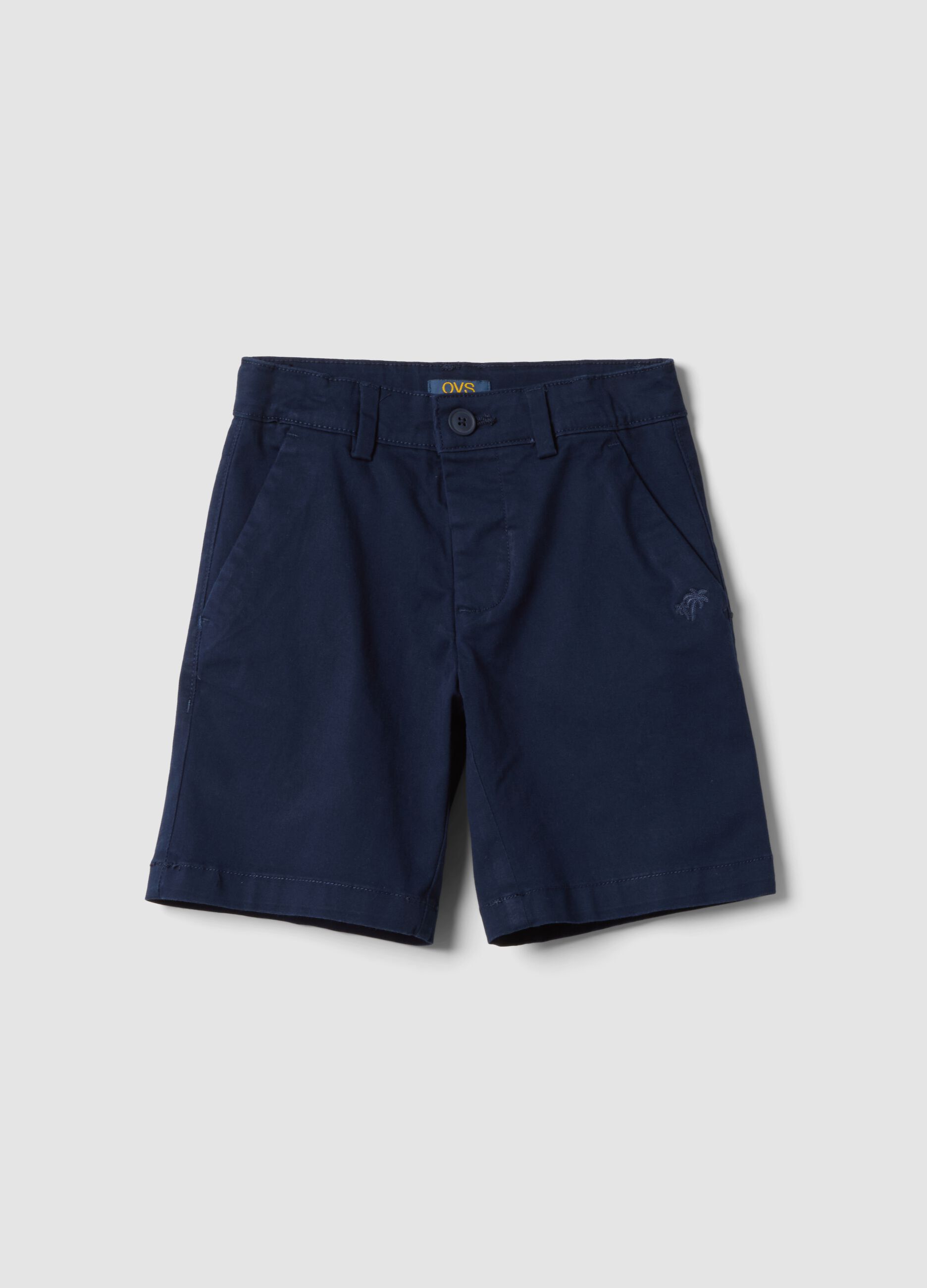 Boys&rsquo; blue stretch cotton chino shorts