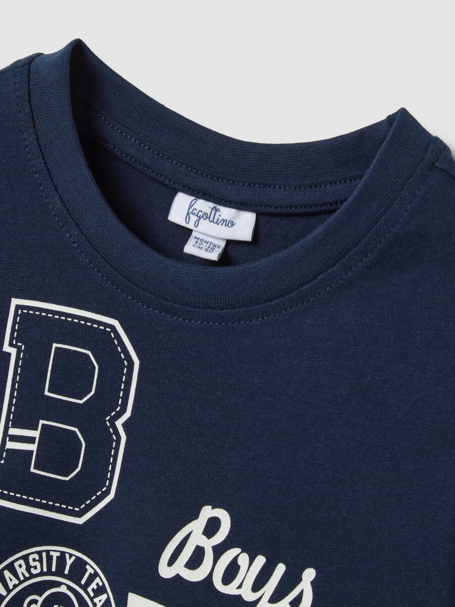 Maglietta da bambino in puro cotone blu regular fit_3