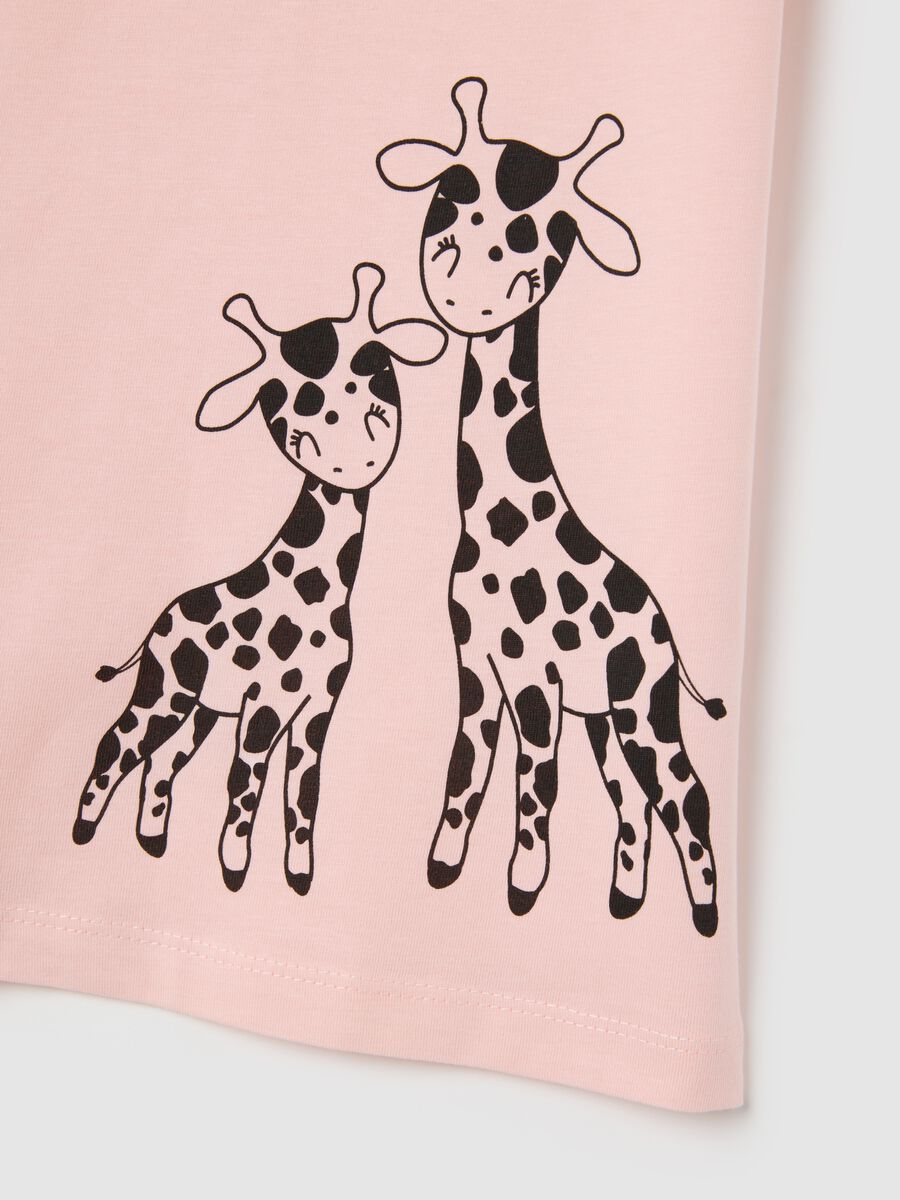Girls' pink regular fit cotton T-shirt with print_2