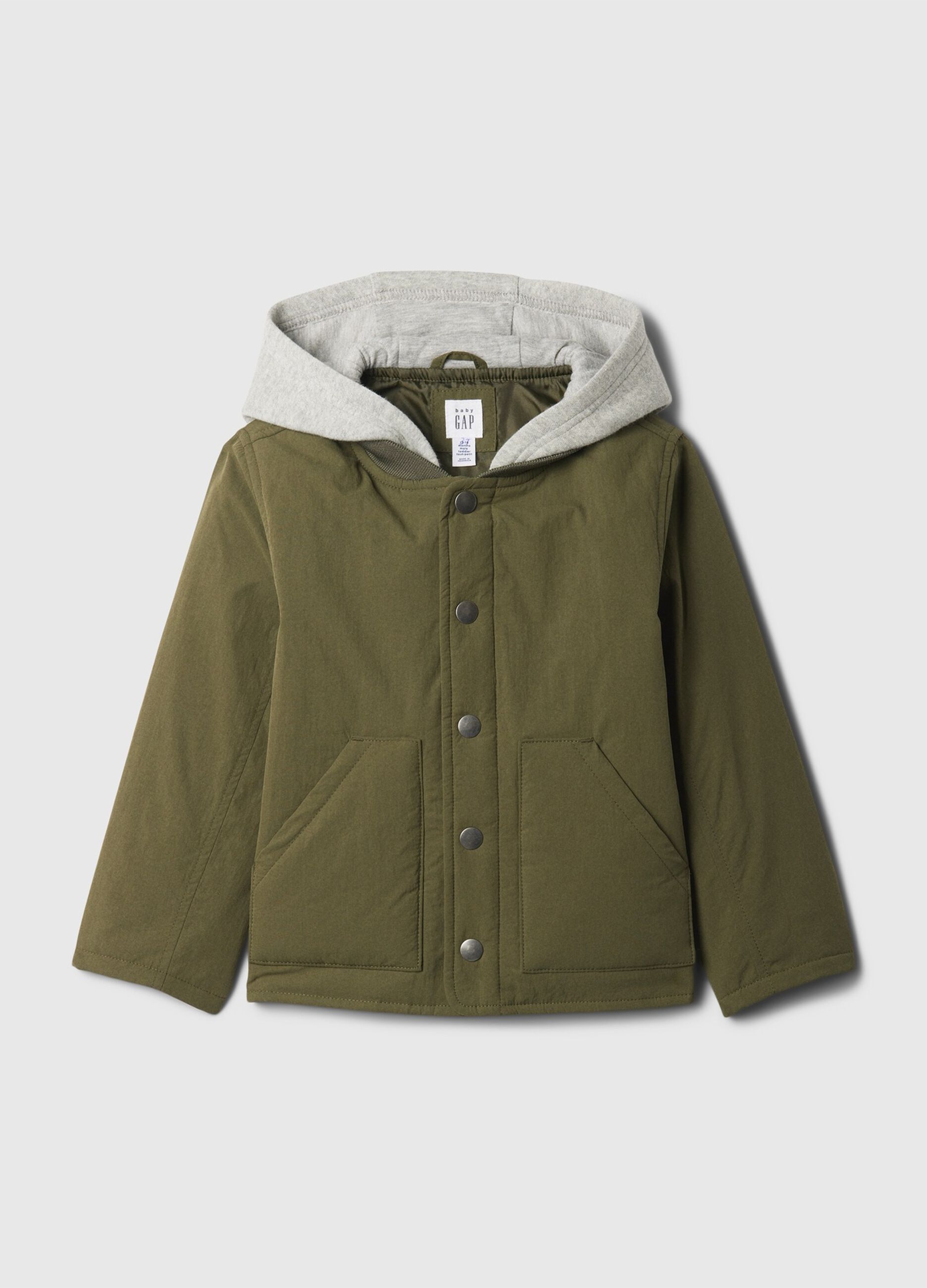 Jacket with fleece hood