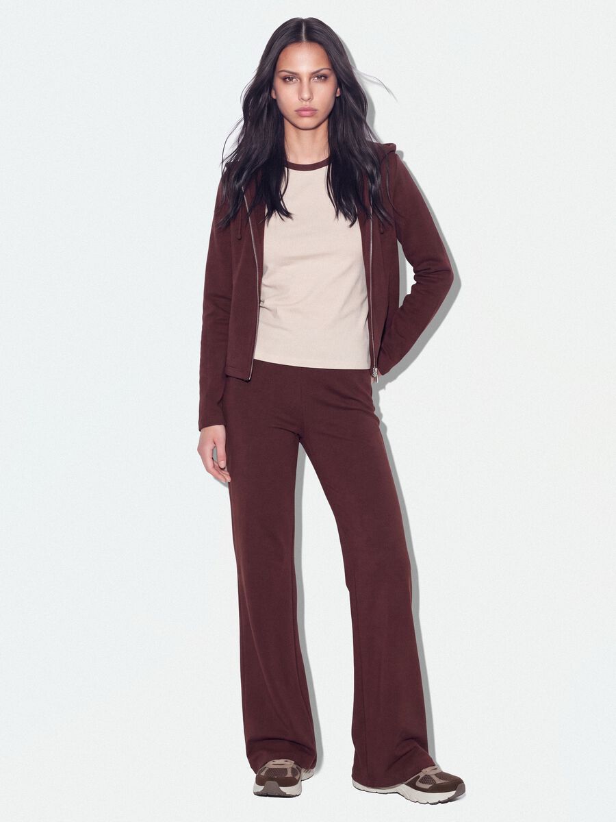 Jogger marroni flare in puro cotone_0