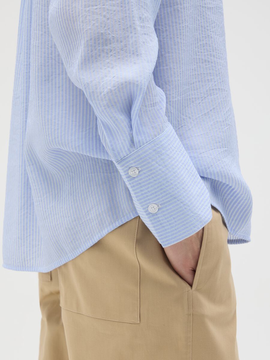 Camicia in misto azzurra regular fit_3