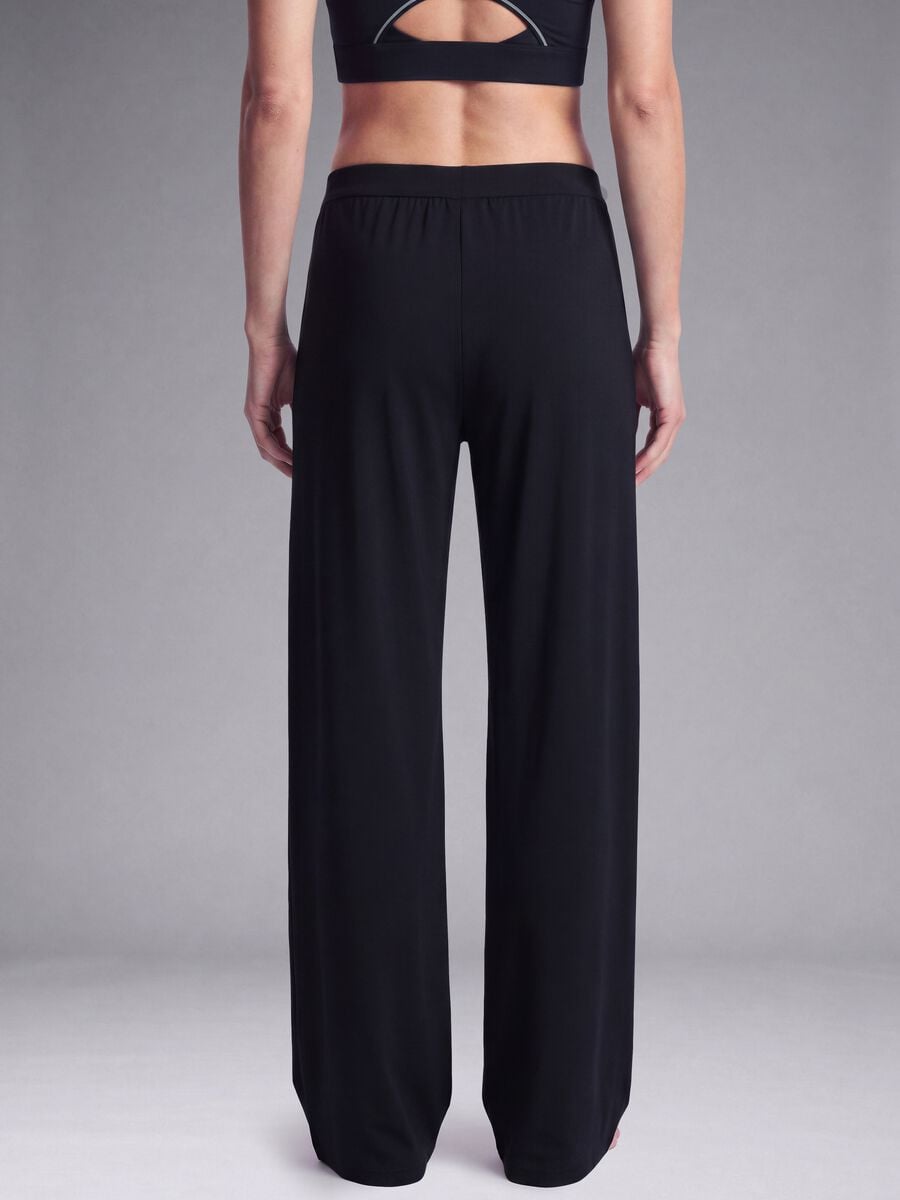 Pantaloni Easy Dry neri in tessuto elasticizzato wide leg ALTAVIA STUDIO_2