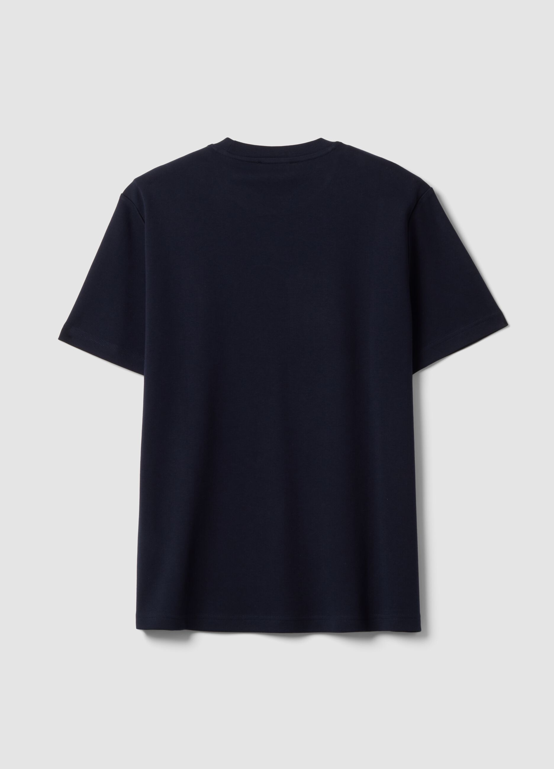 Blue pure cotton short-sleeved regular fit T-shirt