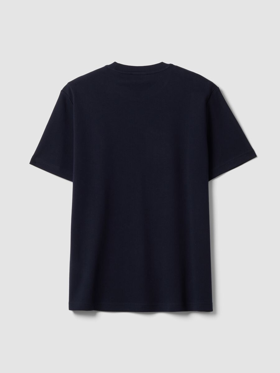 Blue pure cotton short-sleeved regular fit T-shirt_5