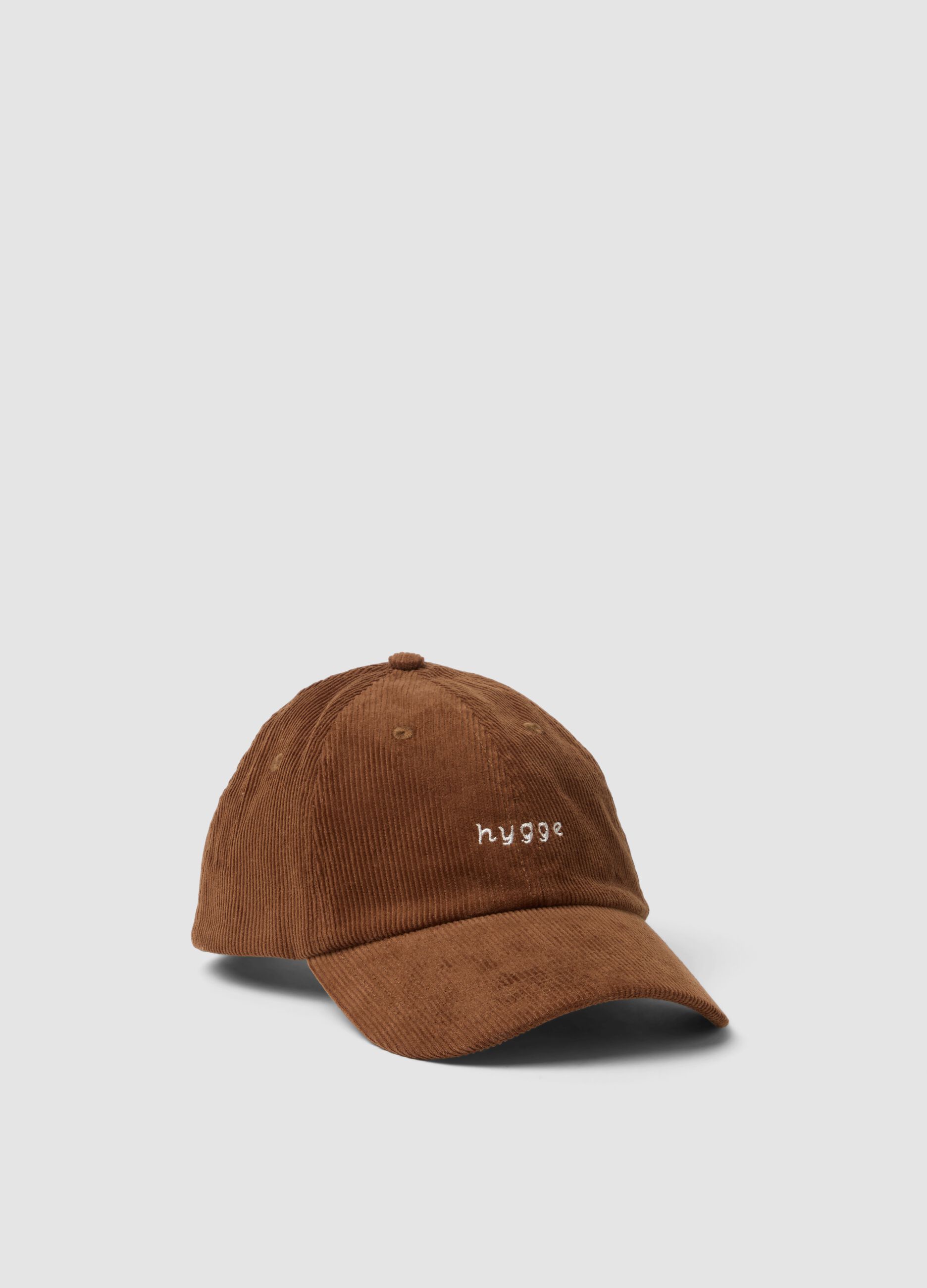 Brown ribbed pure cotton cap