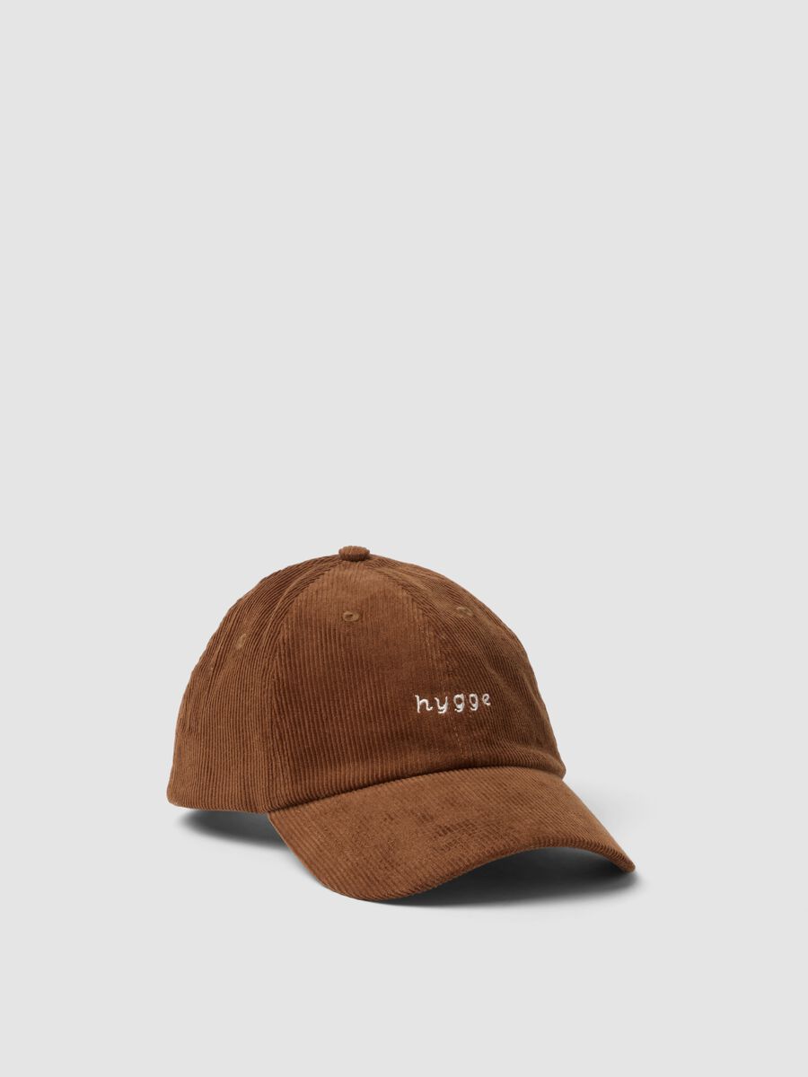 Cappello marrone in puro cotone a coste_0