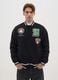 Black cotton blend bomber jacket with Celtics prints_0