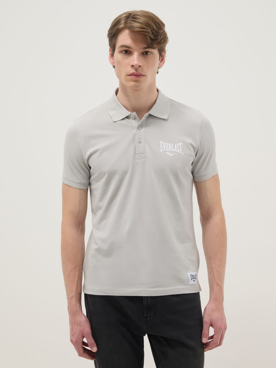 Polo a maniche corte in puro cotone grigia_0