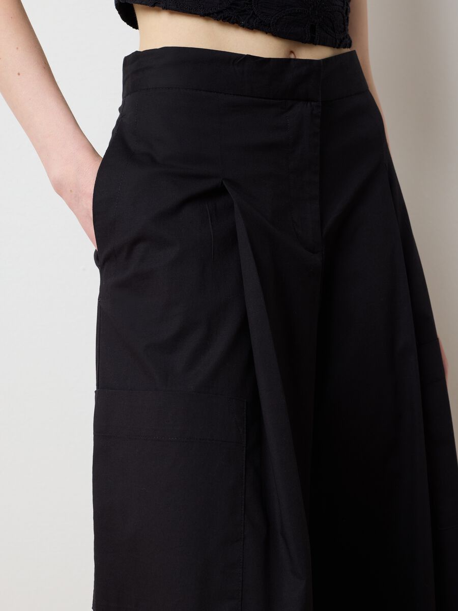 Women's black stretch cotton culottes_2