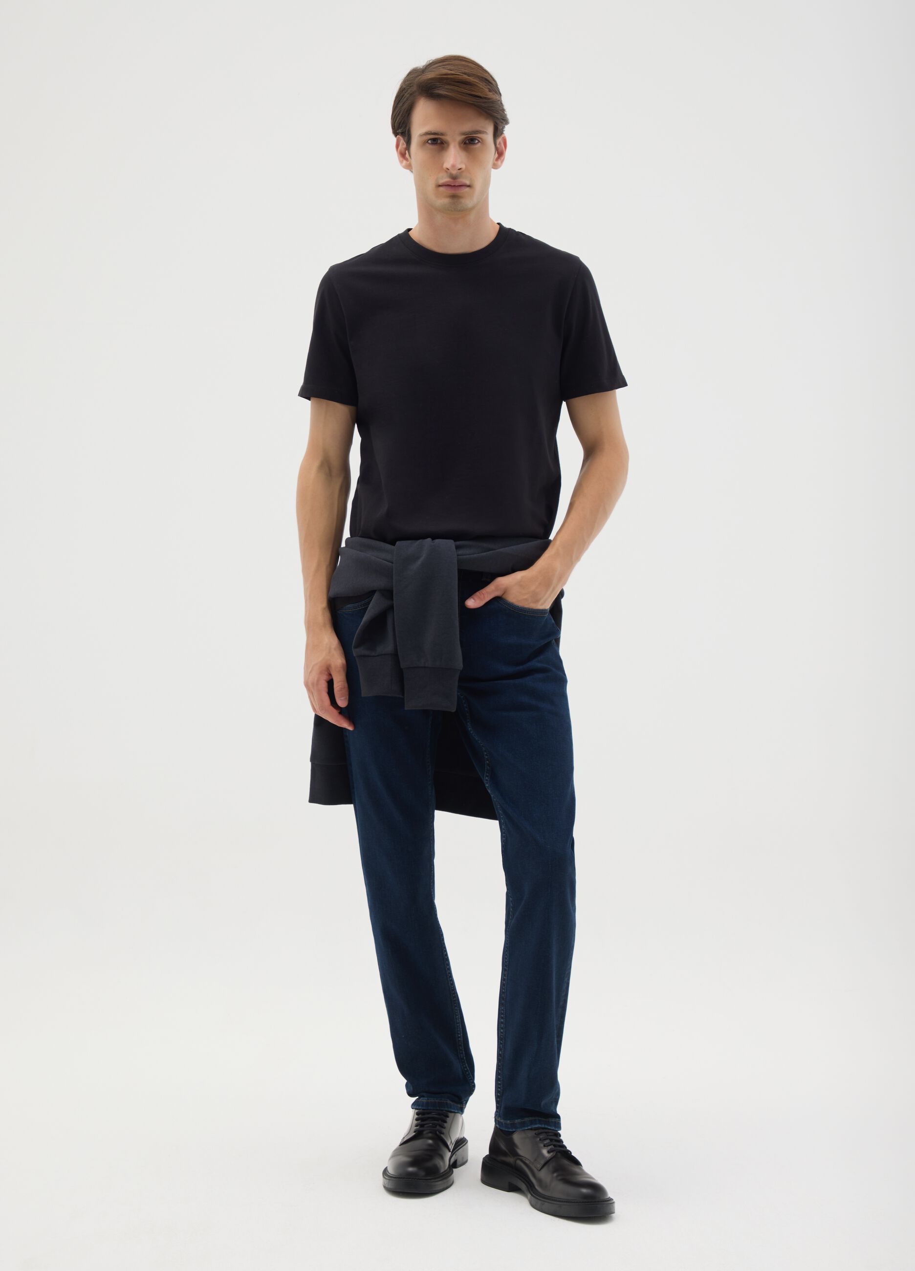 Jeans da uomo in denim blu scuro slim fit
