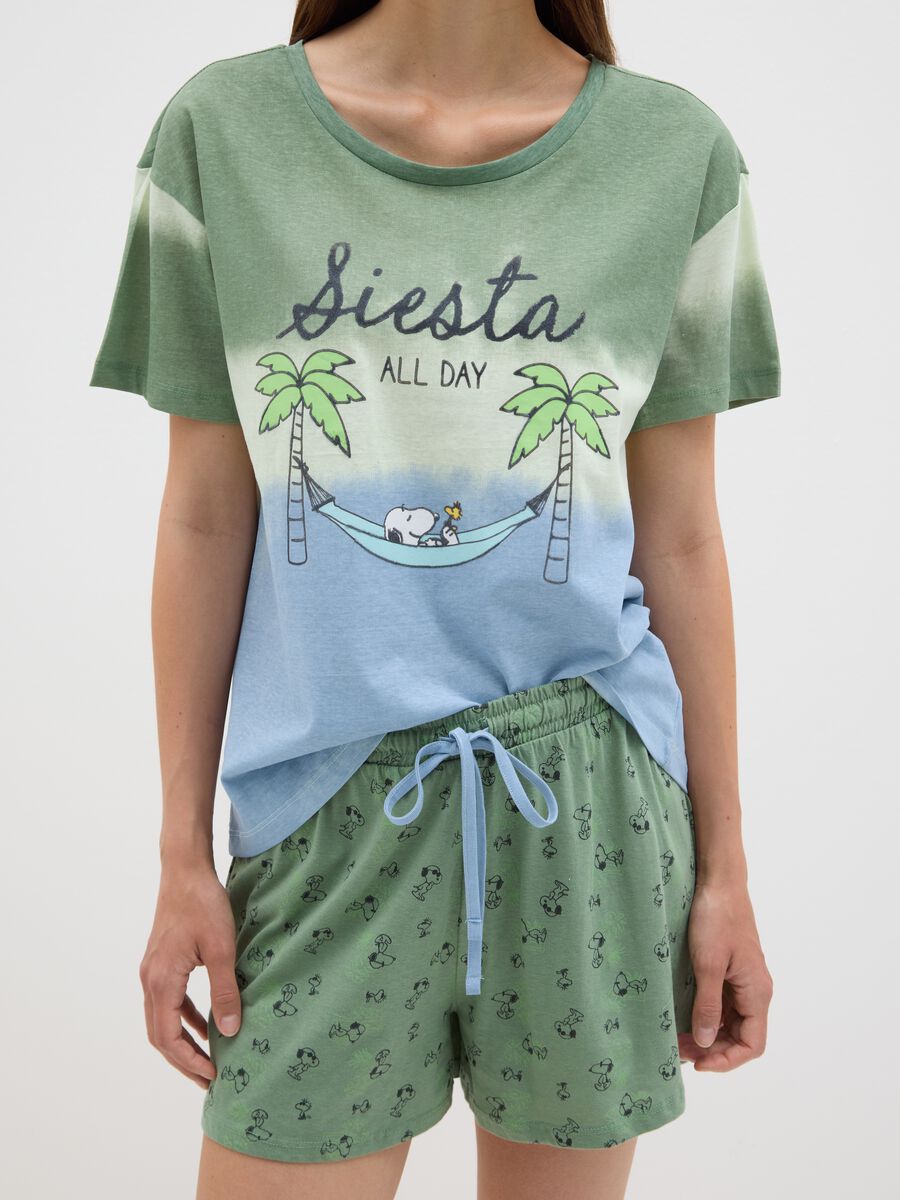 Women's pure cotton multicolour regular fit pyjamas with Snoopy print_2