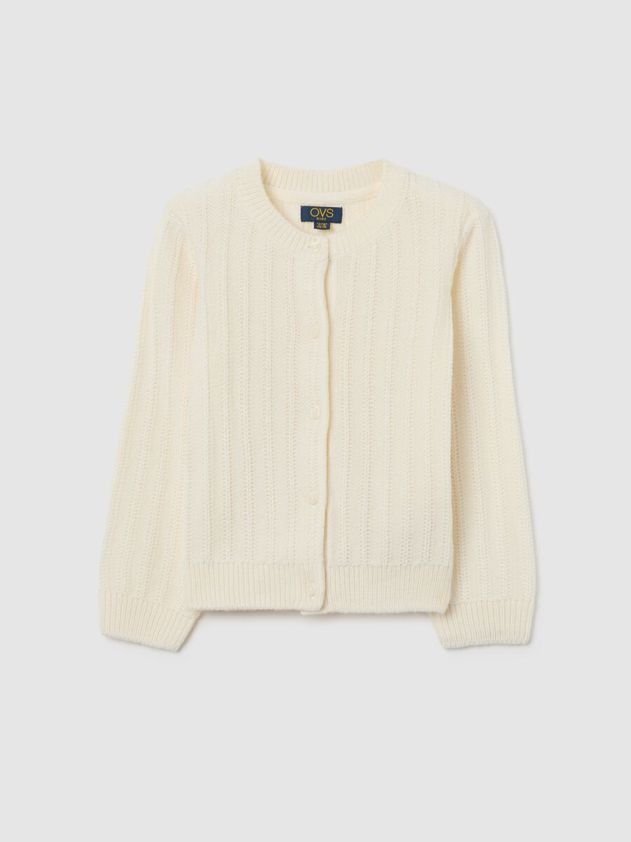Cardigan da bambina bianco regular fit con bottoni_0