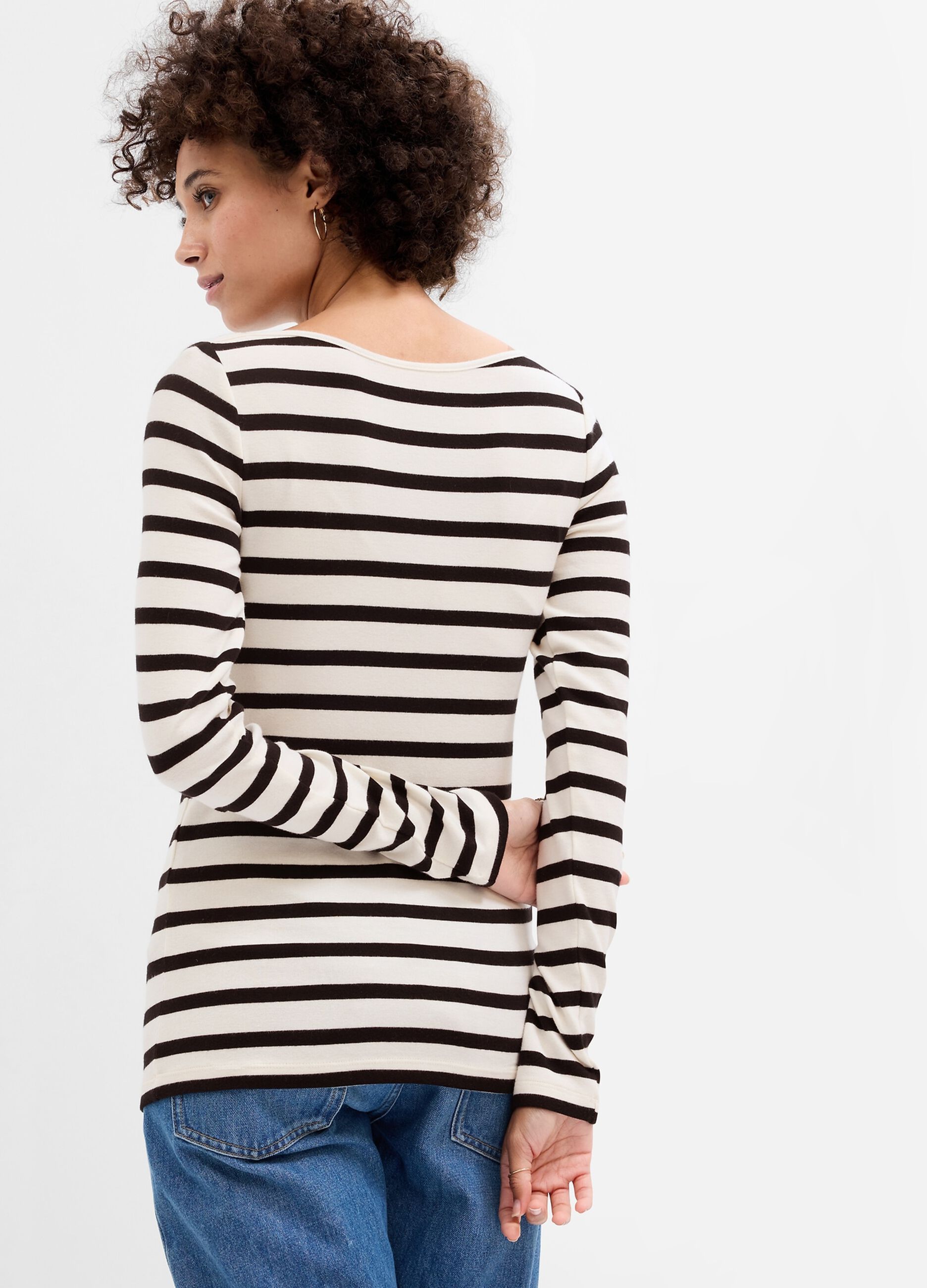 Striped T-shirt with boat neck