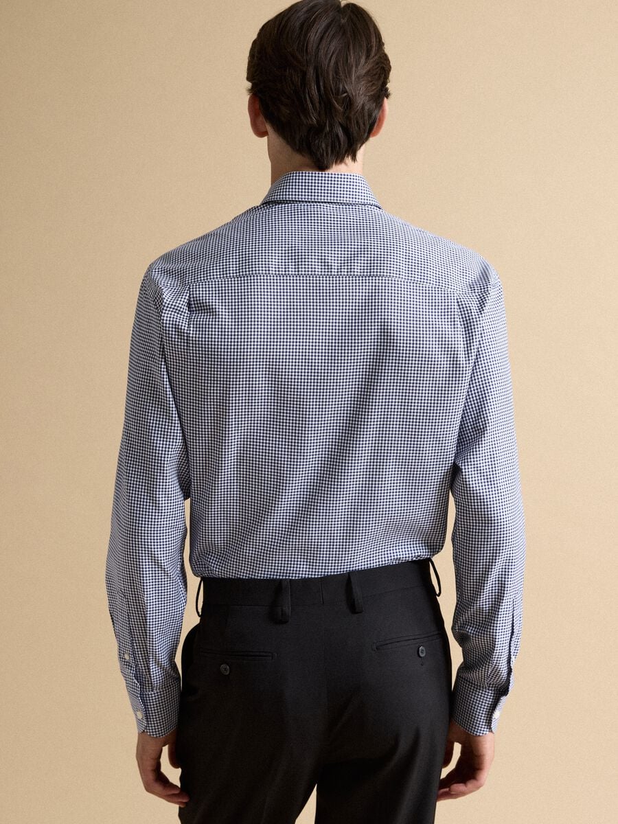 Camicia oxford blu in puro cotone a quadretti regular fit_3