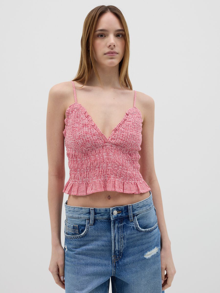 Women’s multicoloured short fitted top in 100% cotton_0