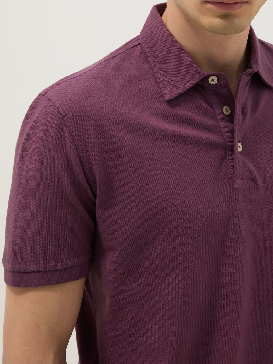 Purple slim-fit short-sleeve pure cotton polo shirt_3