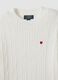 White fitted viscose-blend cable-knit crew-neck jumper for girls_5