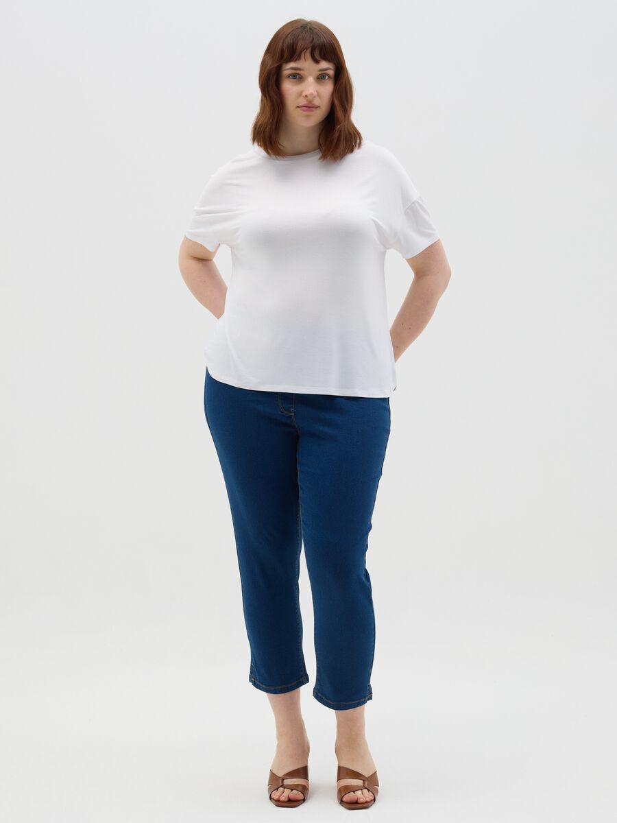 Women’s blue slim-fit jeans in mixed cotton blend_0