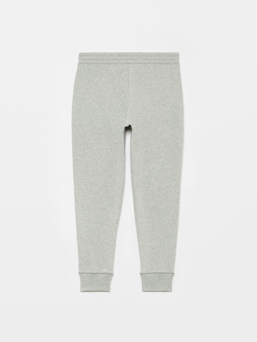 Mélange fleece joggers with logo embroidery_1