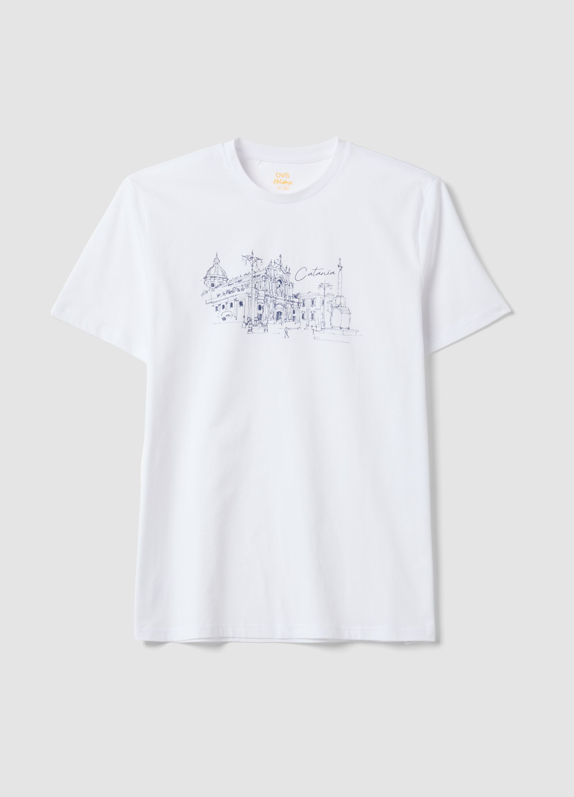 White pure cotton regular-fit printed T-shirt