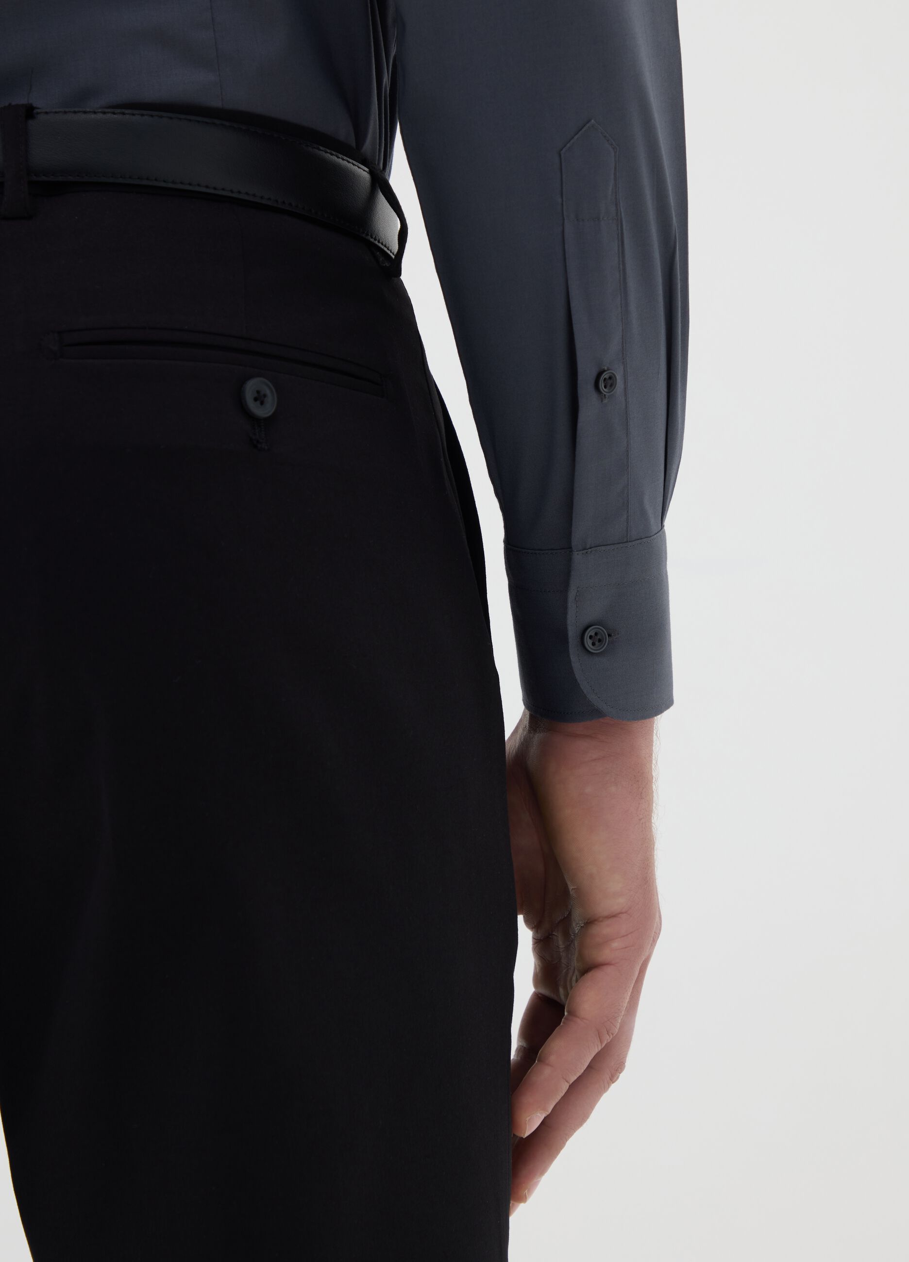 Men's Grey Cotton Blend Slim Fit Shirt